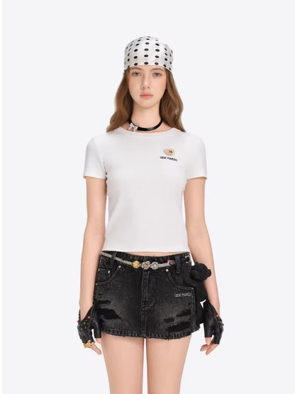 Mini Bear Fitted Cropped Tee