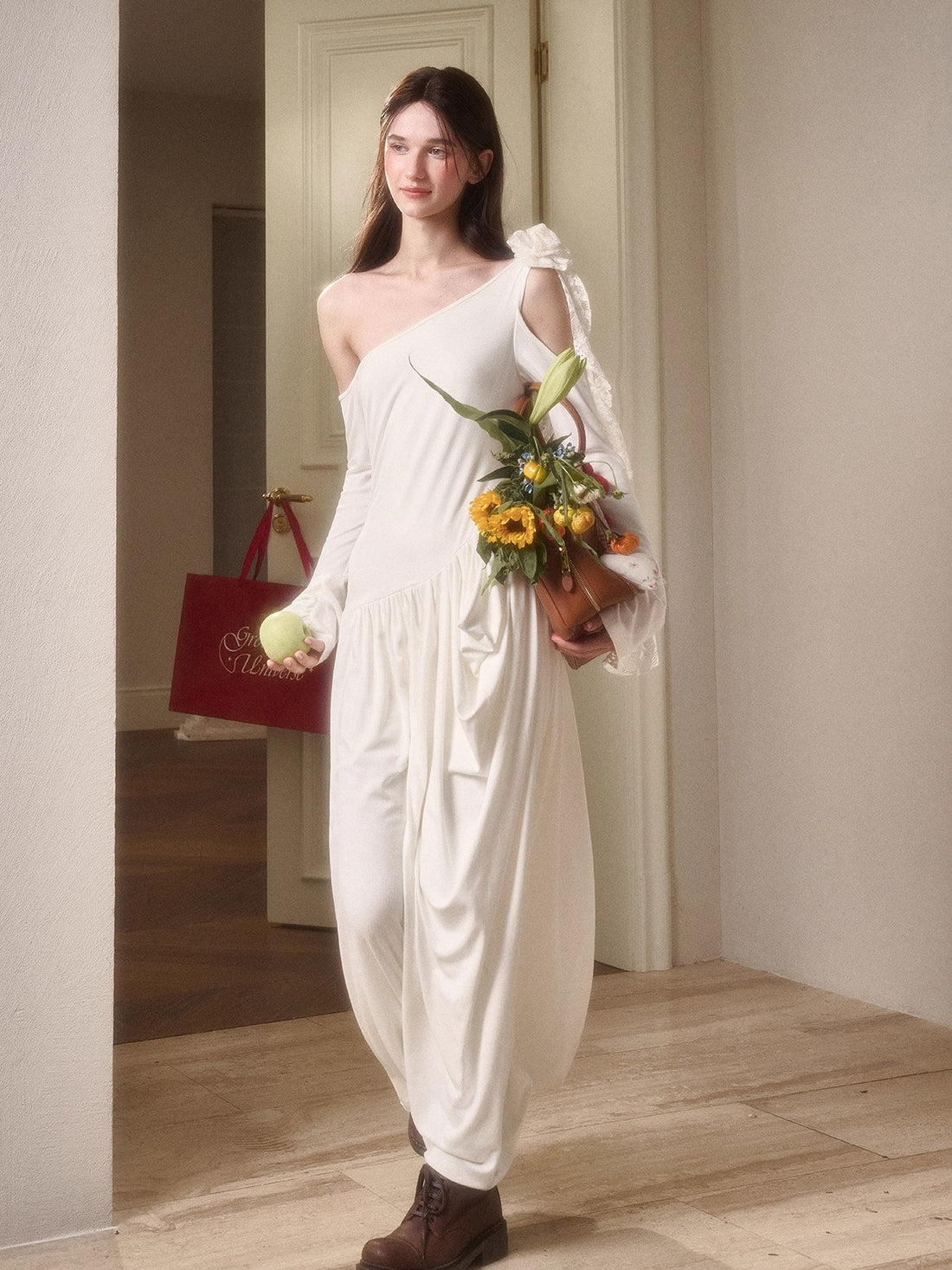 Hot Milk Off-Shoulder Knit Maxi Dress