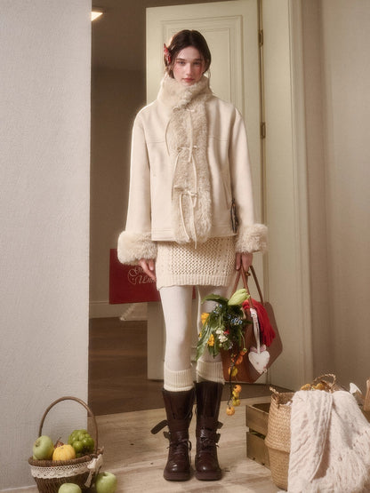 Travel Plan Shearling Fleece-Lined Stand Collar Jacket