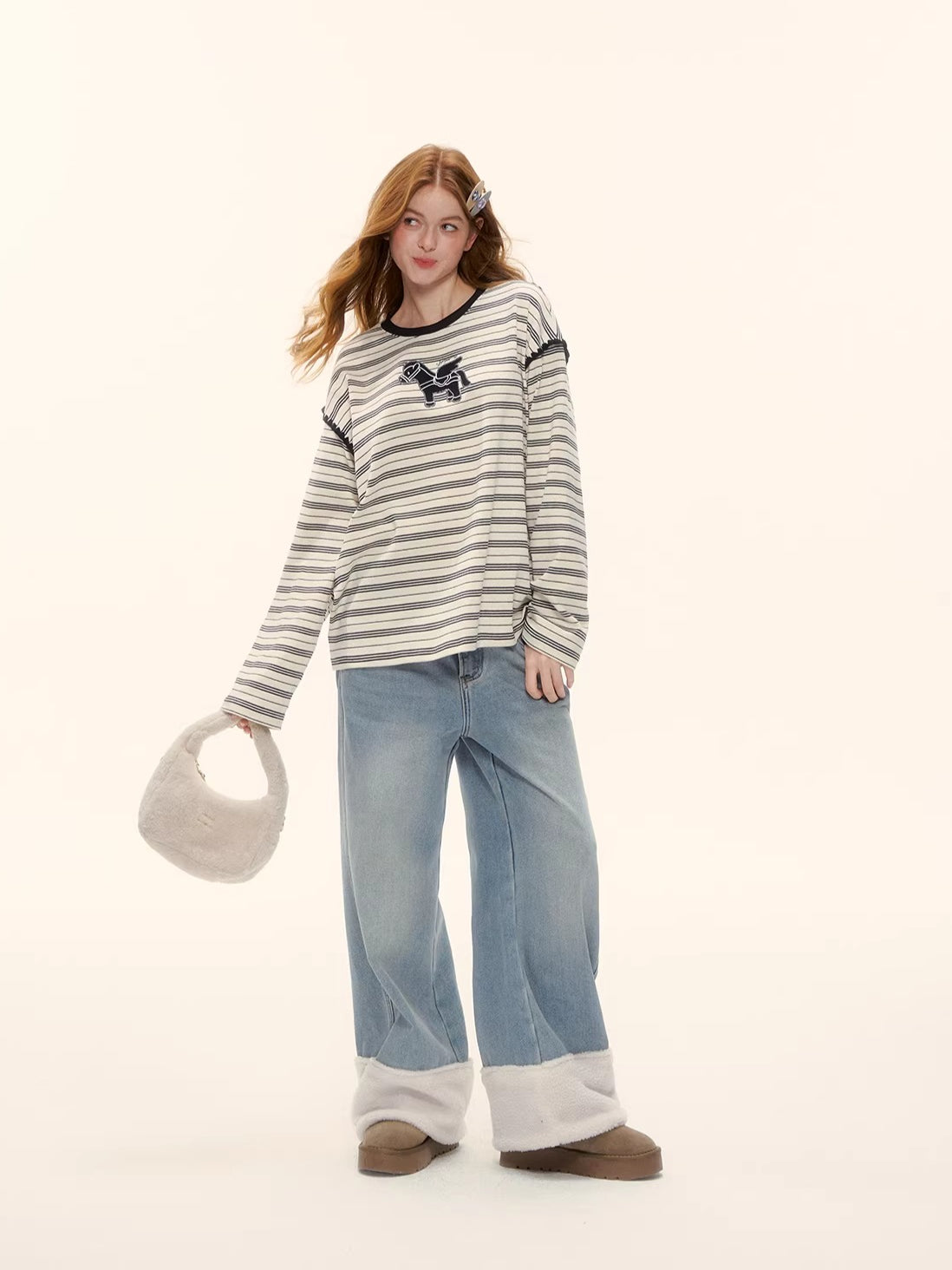 Straight-Leg Wide Denim Pants