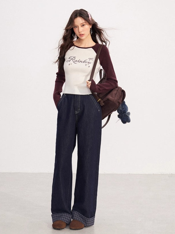 Contrast-Embroidered Raglan T-Shirt