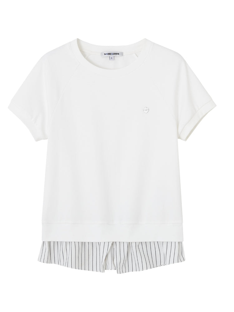 Stripe Patchwork Raglan Sleeve T-shirt