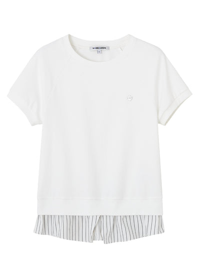 Stripe Patchwork Raglan Sleeve T-shirt