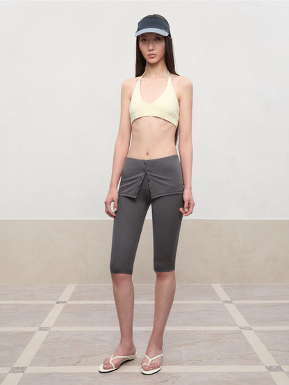 High Elastic Mid-Low Waist Five-Quarter Shorts