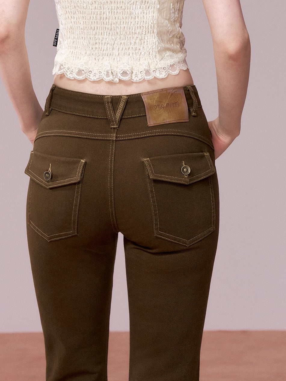 Washed Vintage-Style Loose Denim Pants