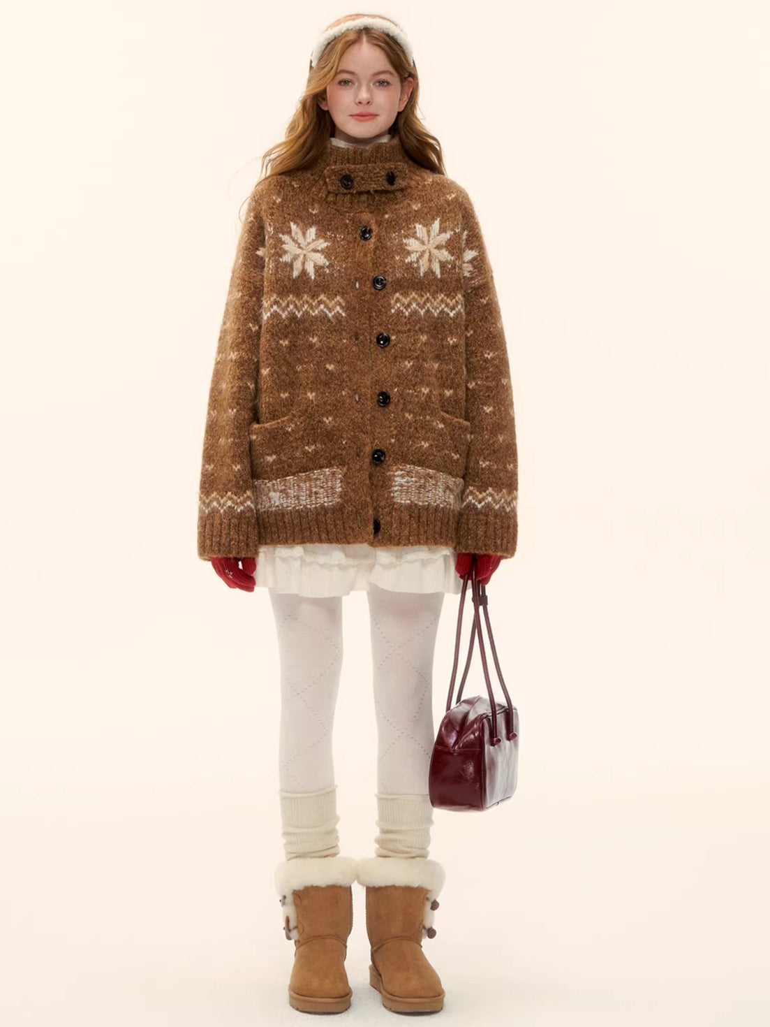 Snowflake Fair Isle Wool-Blend Knit Cardigan