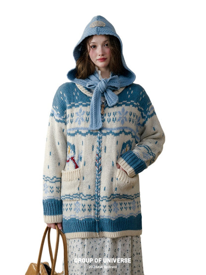 Nordic Island Wool Knitted Cardigan