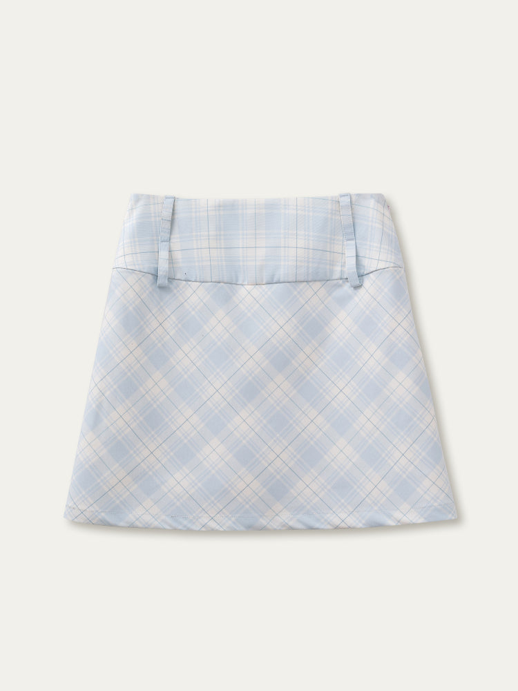 Pink &amp; Blue Plaid A-line Skirt 