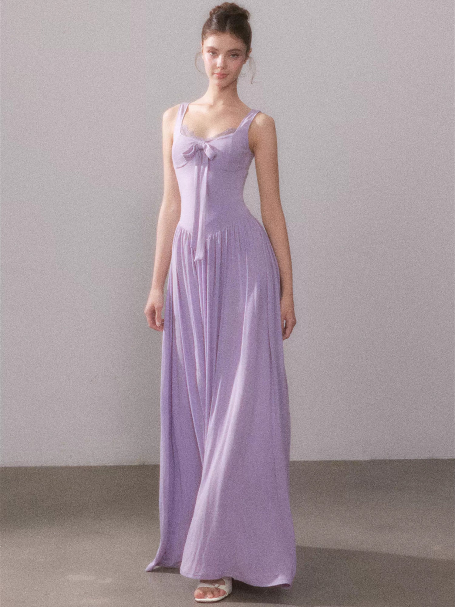 Mist Veil Muse Lace Knit Split Maxi Dress