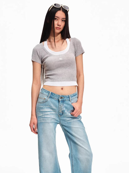 Academy Layered Wool-Blend Halter Tee