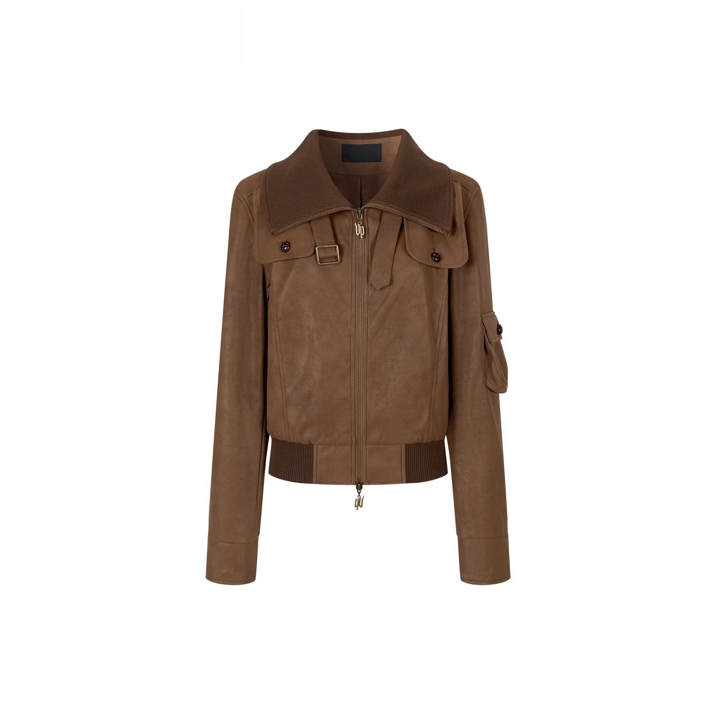 Vintage Contrast Lapel PU Leather Jacket