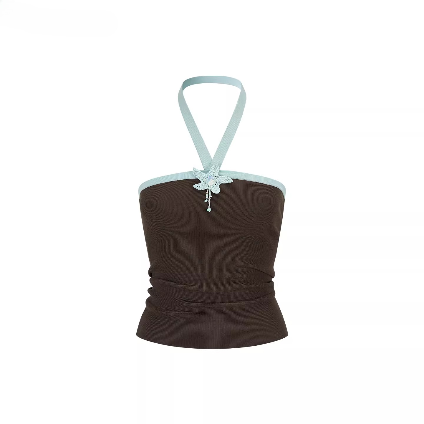 Contrast Halterneck Knit Camisole