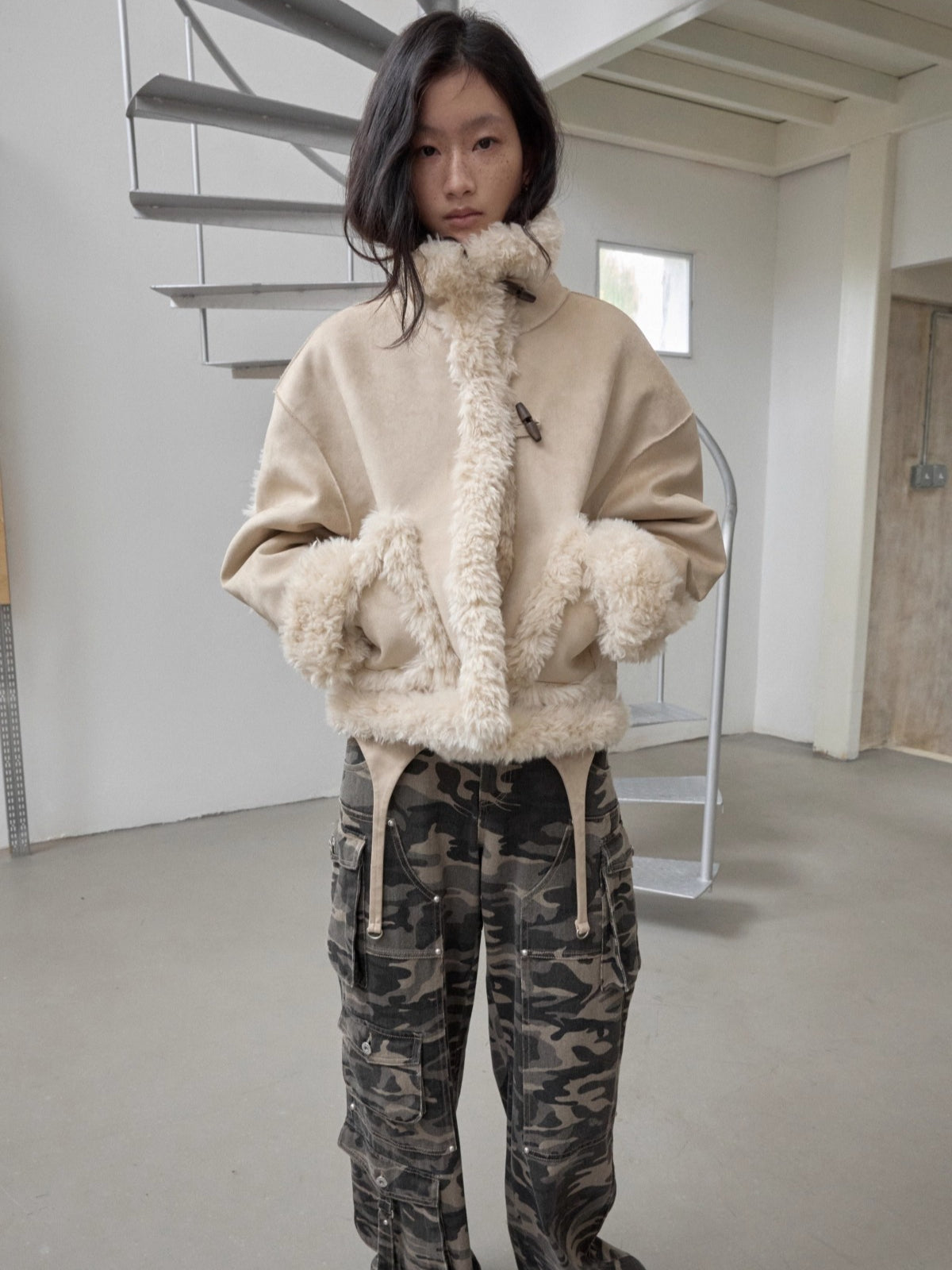 Shearling Reversible Suede Short Jacket