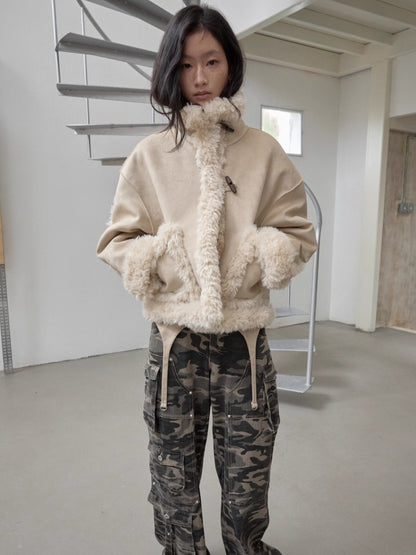 Shearling Reversible Suede Short Jacket