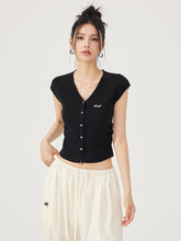 V-neck Pleated Knitted Top - CHINASQUAD