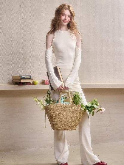 Hand-Crocheted Lace Off-Shoulder Knit Dress