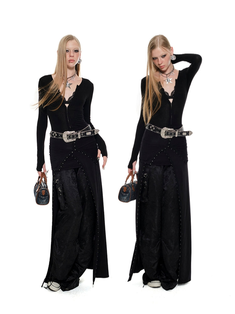 Black Strapless Hook Maxi Dress