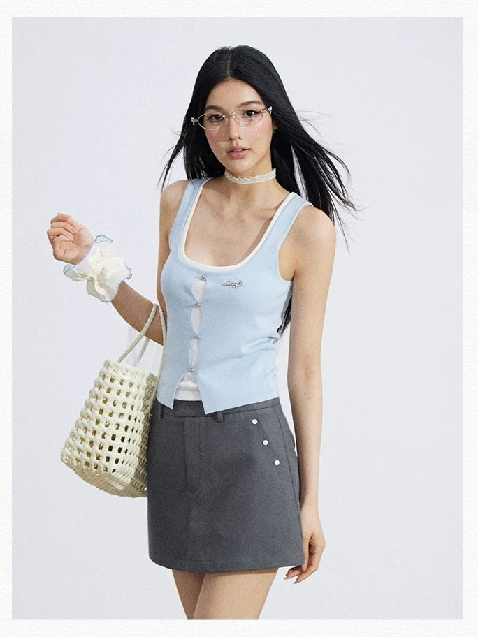 Layered Illusion Knit U-Neck Tank Top