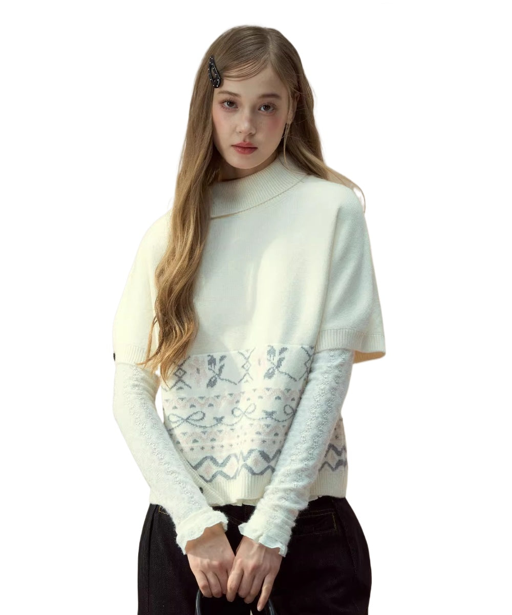 Fair Isle Cape Turtleneck