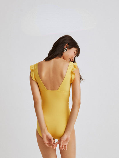 Yellow Ruffled One-piece Swimsuit