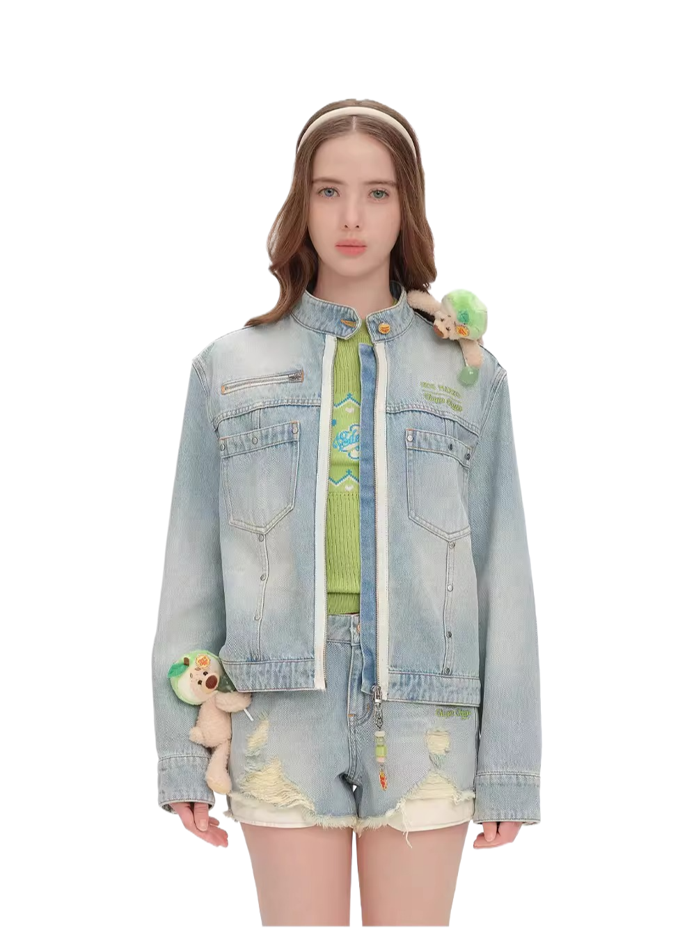 Zip-Up Vintage Denim Jacket