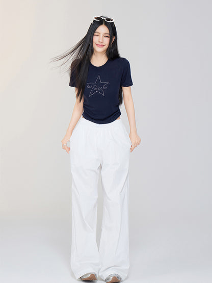 Star Rhinestone Letter Shoulder Tee