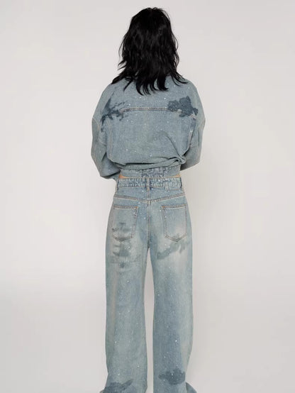 Nautical Map Straight-Leg Denim Jeans