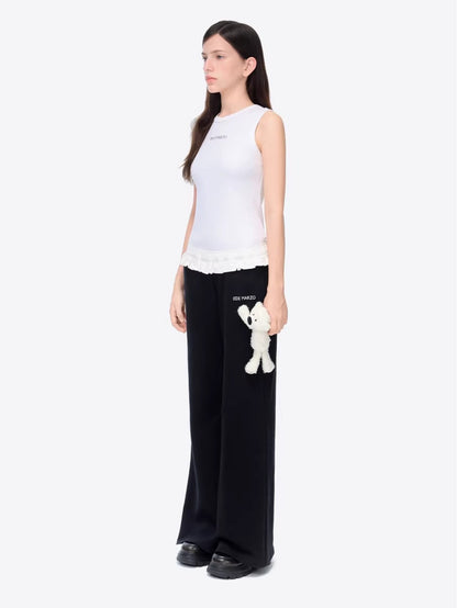 Lace-Waist Straight-Leg Lounge Pants