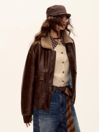 Faux Leather Padded Jacket