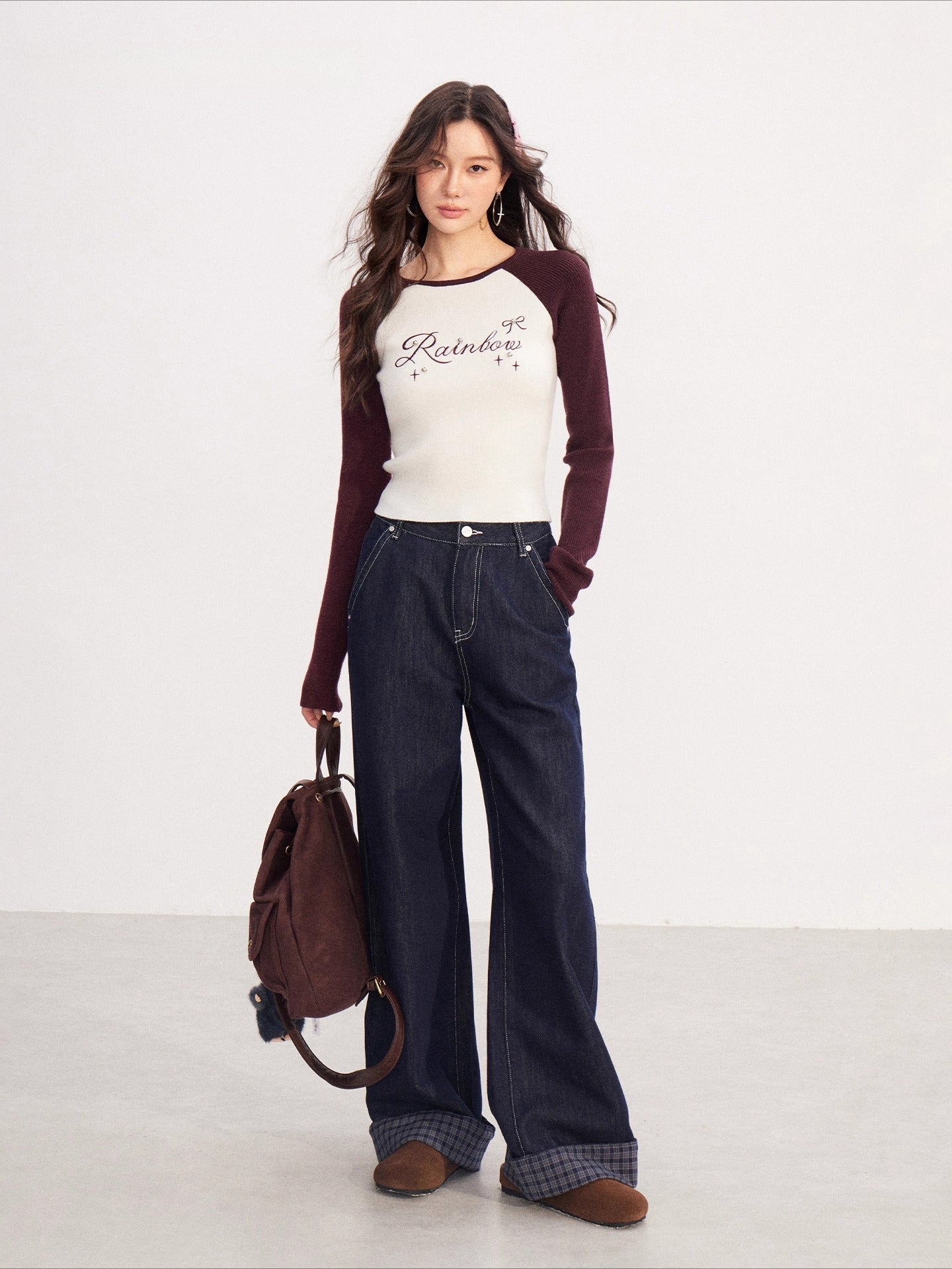 Contrast-Embroidered Raglan T-Shirt