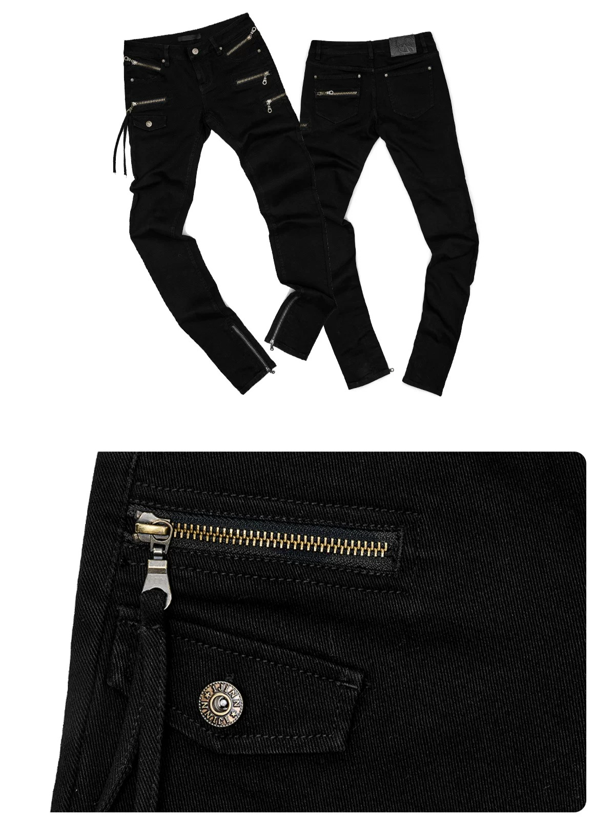 Vintage Washed Zip-Detail Skinny Jeans 1Jinn Studio