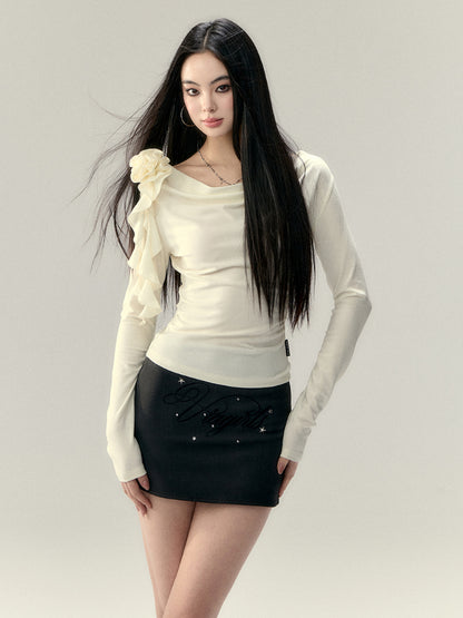 Rose Flower Ribbon Multi-Wear Long Sleeve T-shirt