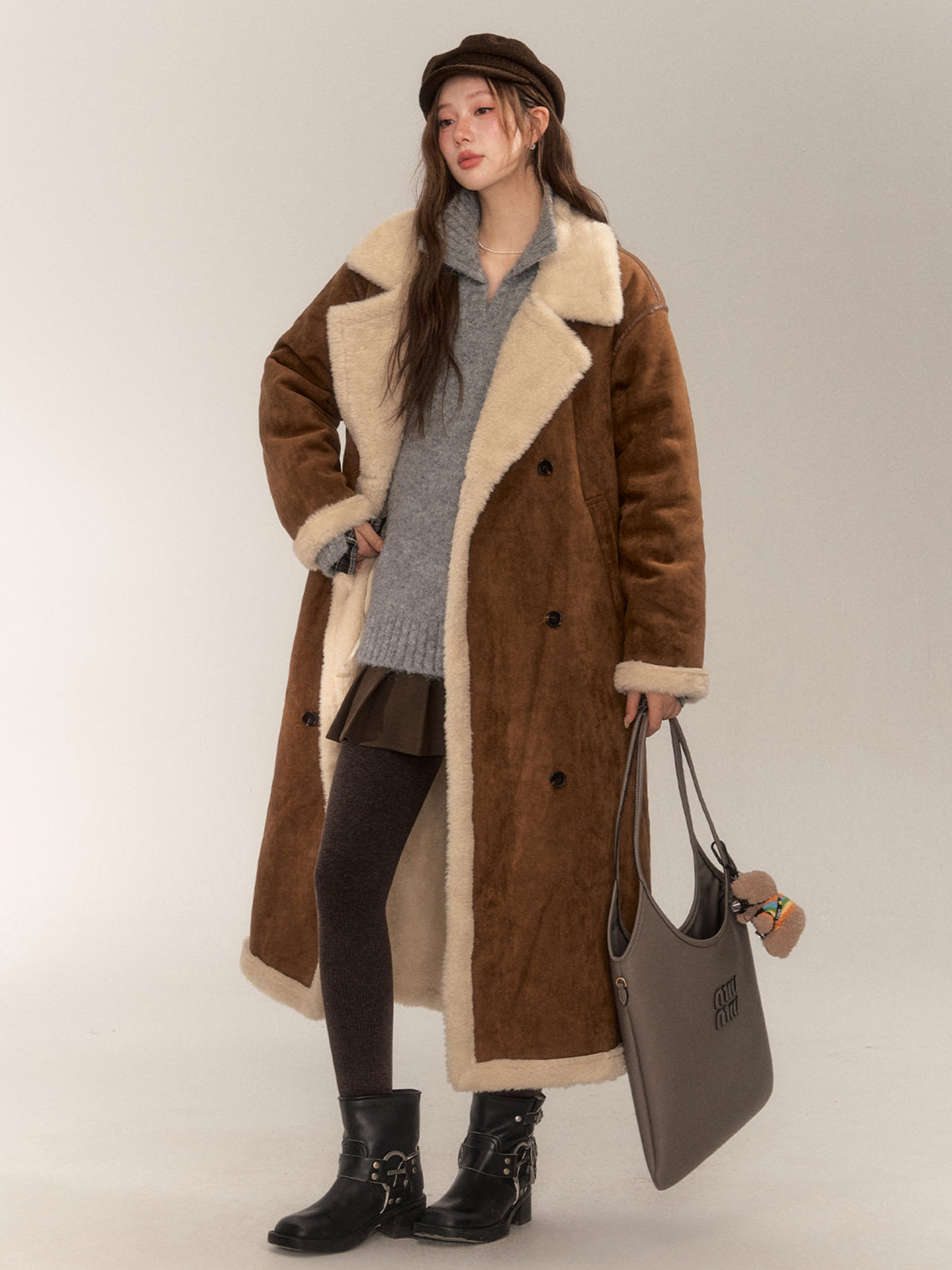 Vintage Shearling Leather Coat