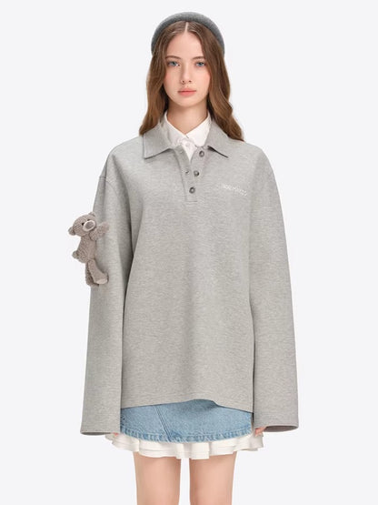Polo-Collar Long-Sleeve T-Shirt