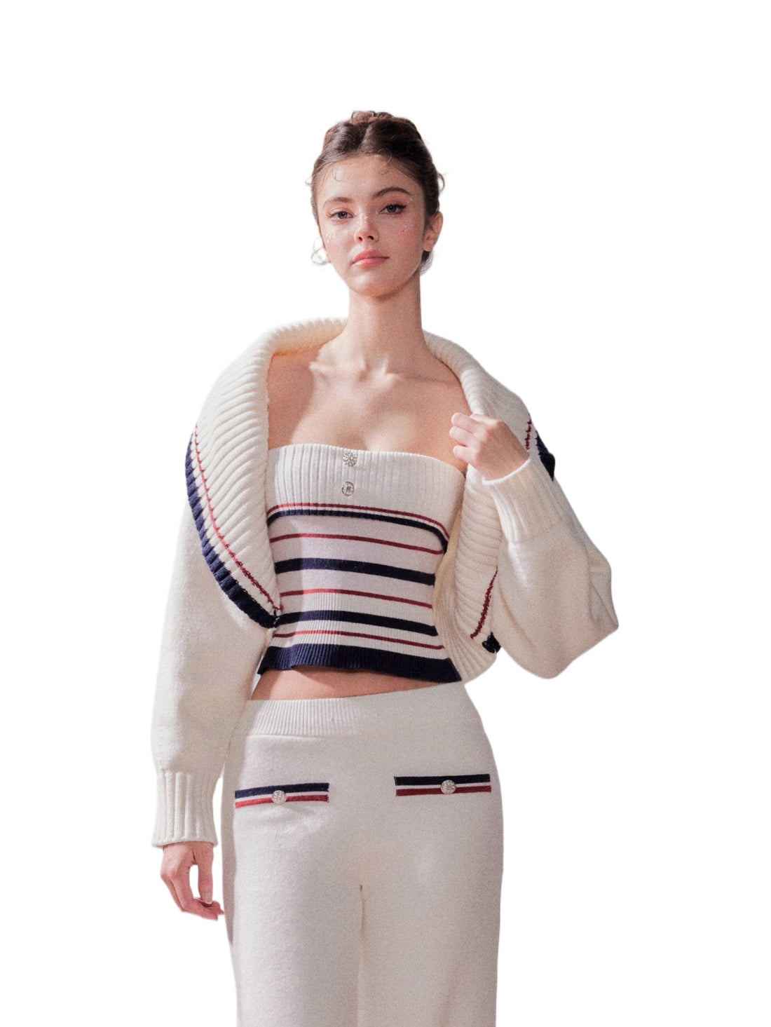 London Stroll Striped Knit Cardigan &amp; Pants Set