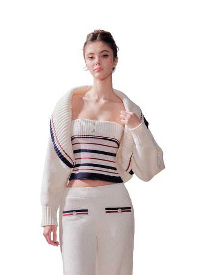 London Stroll Striped Knit Cardigan &amp; Pants Set