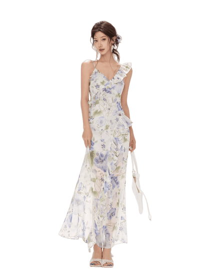 Morning Glory Dream Ruffle Chiffon Maxi Dress