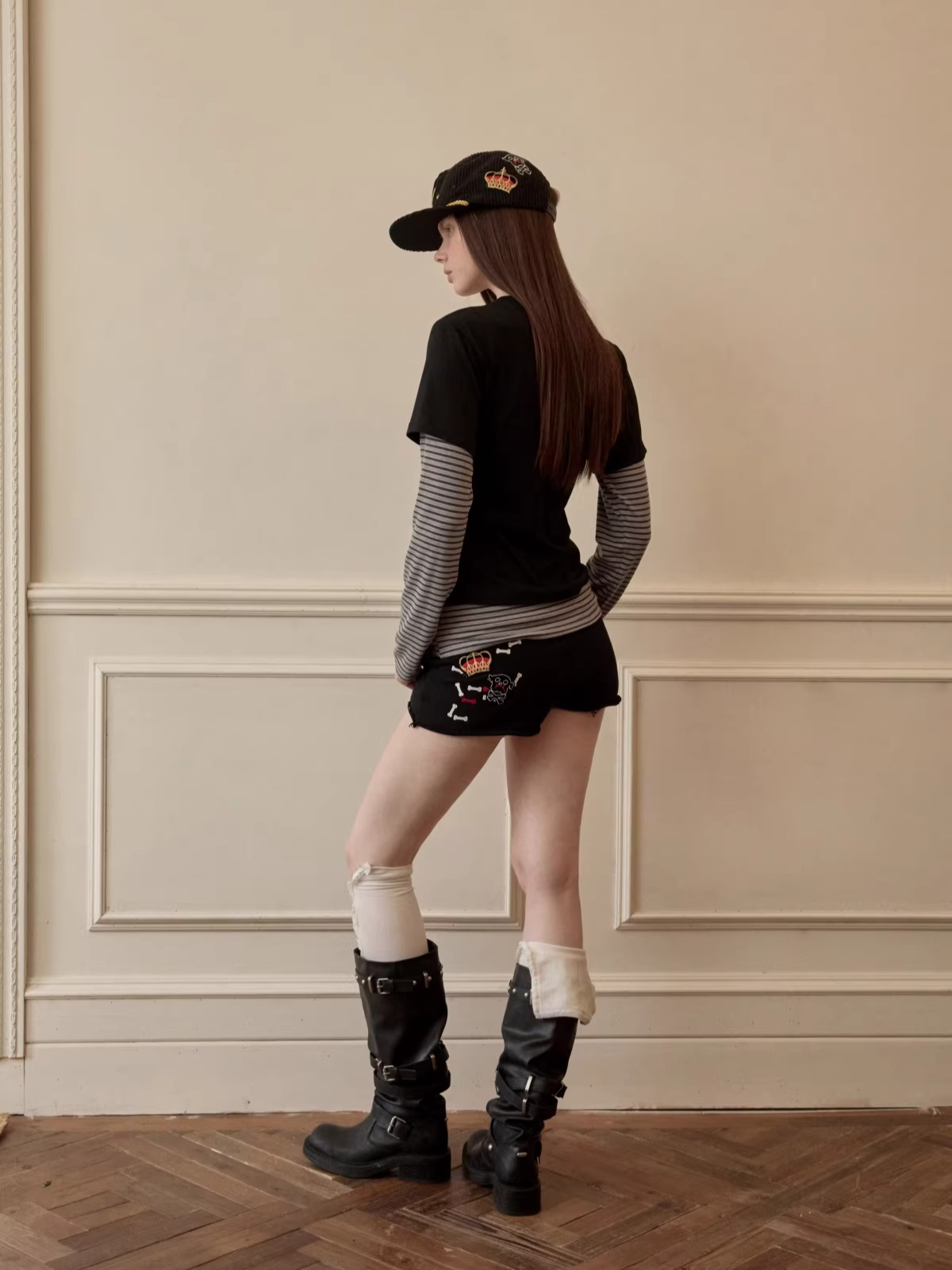 Layered Dog Print Long Sleeve Top