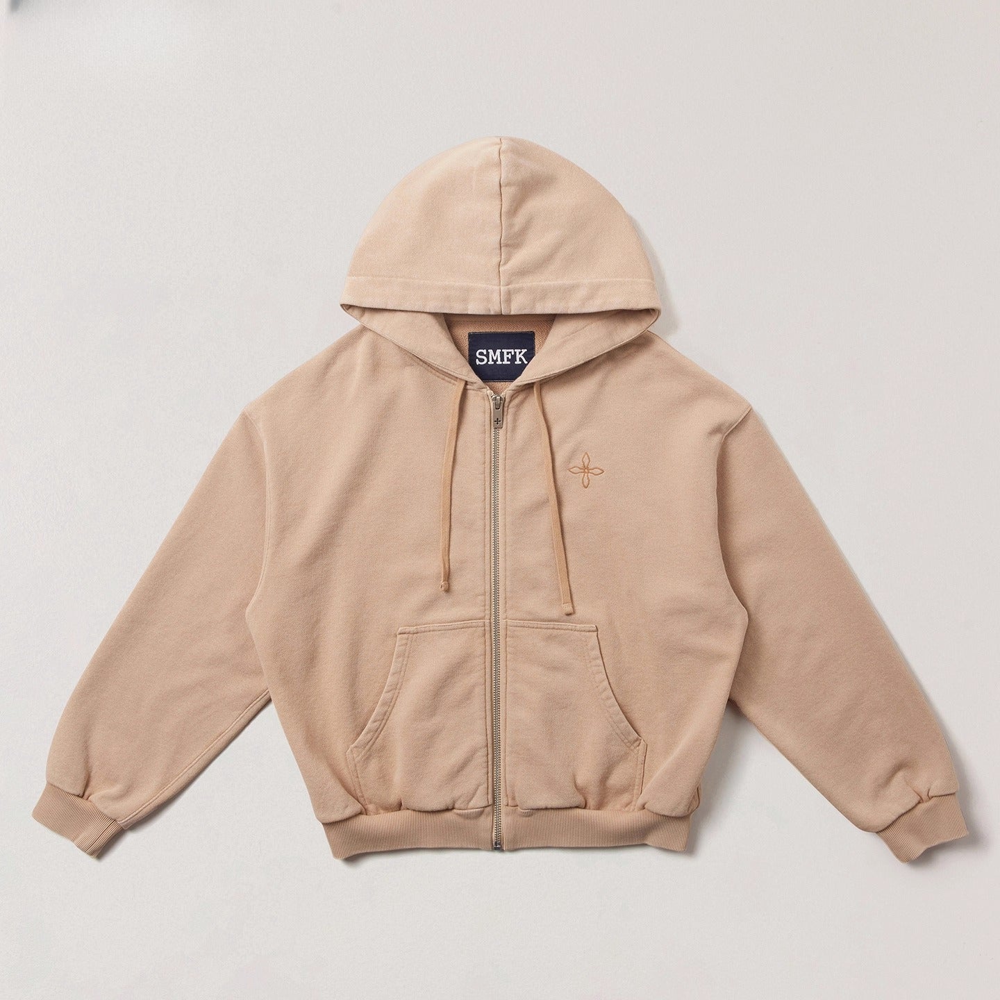 Cross Emblem Oversized Zip-up Hoodie