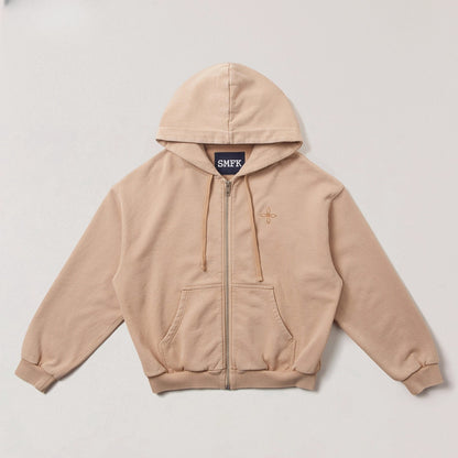Cross Emblem Oversized Zip-up Hoodie