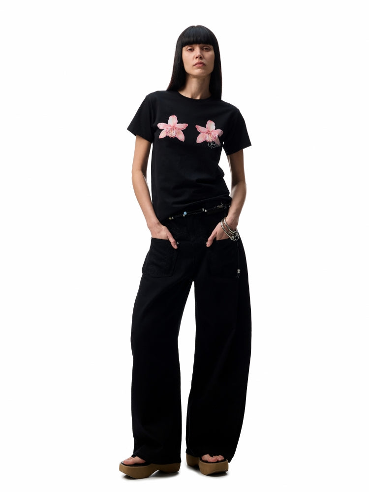 Printed Loose Austrian Rhinestone T-shirt - CHINASQUAD