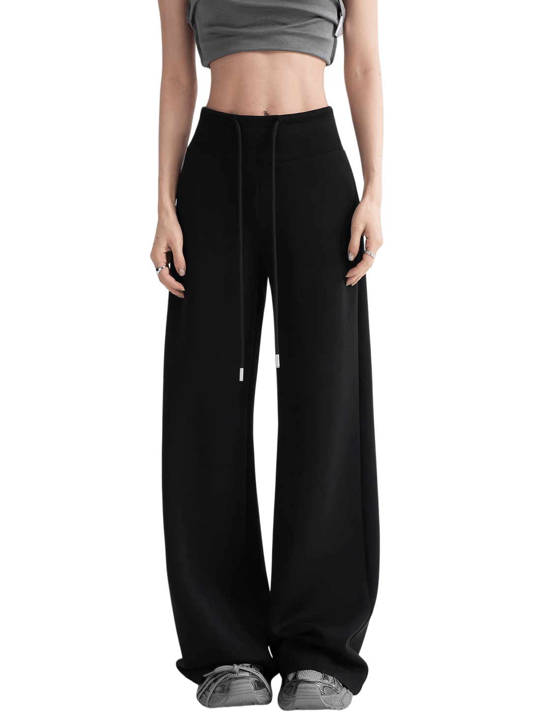 High-Waisted Knit Wide-Leg Trousers