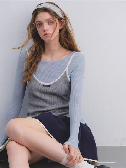 Layered Contrast Camisole Crewneck
