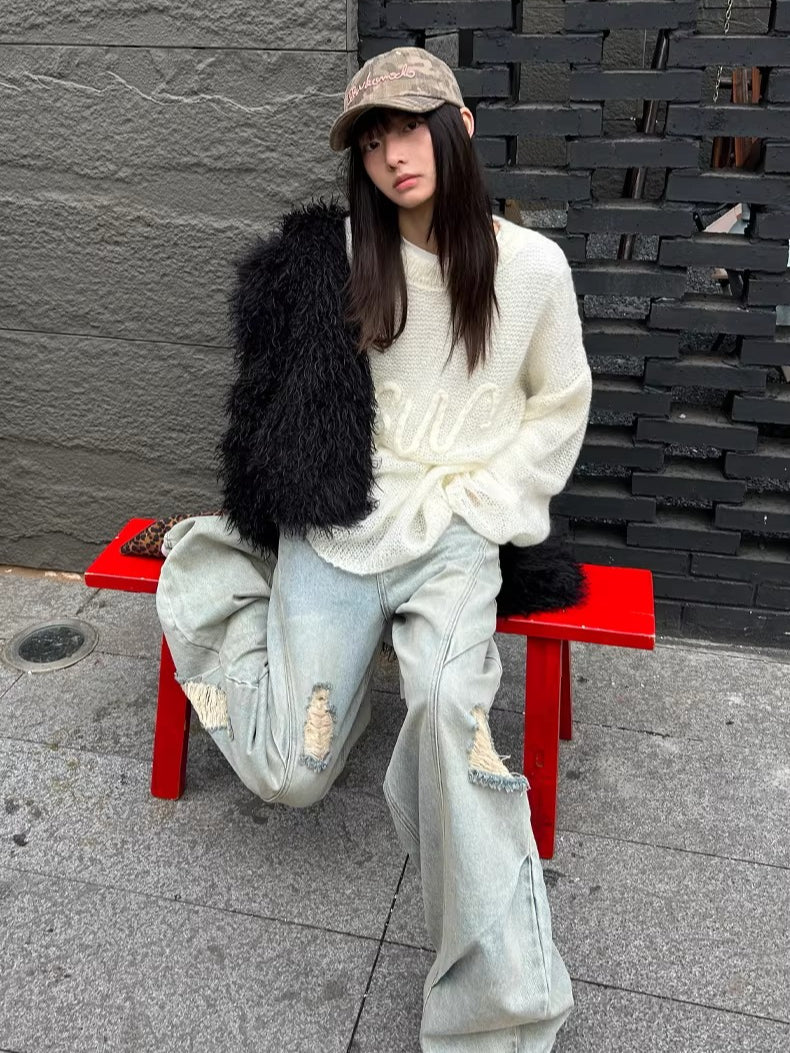 Mohair-Blend Oversized Knit Sweater