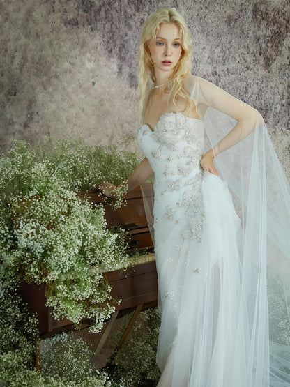 Aurelia Strapless Beaded Illusion Gown