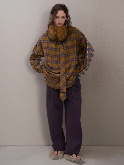 Adjustable Two-Way Contrast Plaid Tie