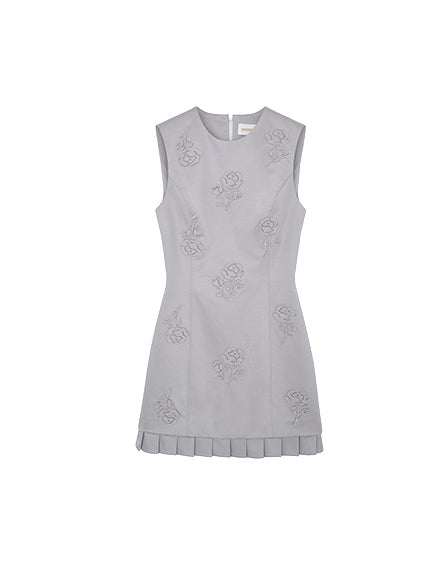 Sleeveless Rose Embroidered Mini Dress