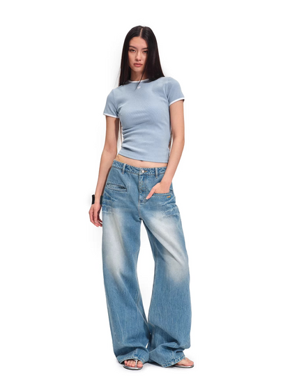 Breathable Relaxed Straight-Leg Denim Jeans
