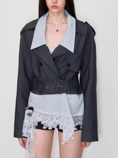 Detachable Faux Layered Blazer Jacket