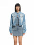 Twill Denim Cat-Whisker Stand-Collar Cropped Jacket - CHINASQUAD